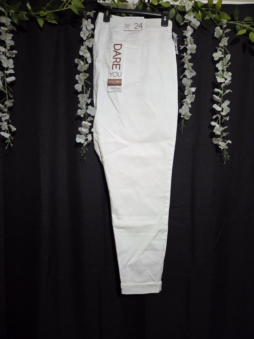 Celebrity Pink White High-Rise Slim Chinos